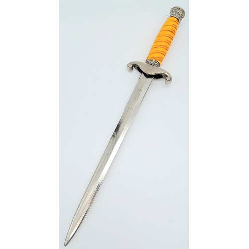 50 - 3rd Reich Late WW2 Unmarked Heer (Army) Officers Dagger. Orange celluloid grip, pommel and ferrule w... 