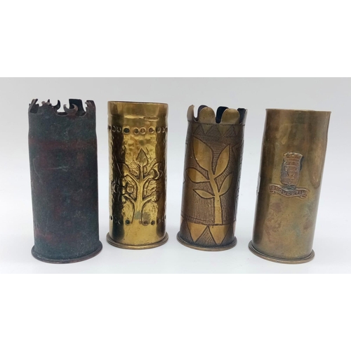 511 - 4 x INERT WW1 37mm Hotchkiss “Pom Pom” Shell Cases. UK MAINLAND SALES ONLY.