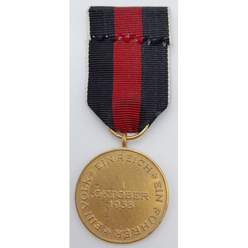 525 - A 3rd Reich Sudetenland Medal. Awarded to all German State officials and members of the German Wehrm... 