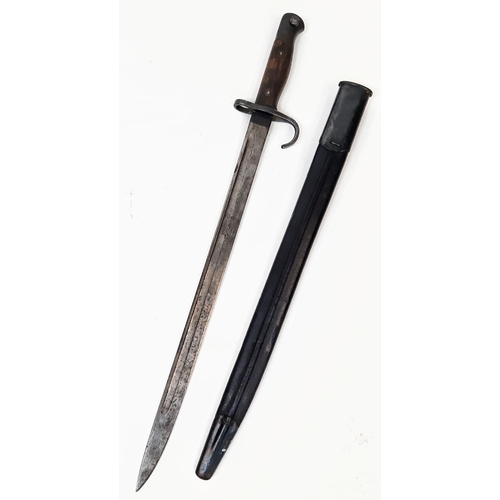 56 - 1907 Pattern Hooked Quillon Bayonet, Dated 1909. Maker Sanderson. Unit marking on the Ricasso. Corre... 