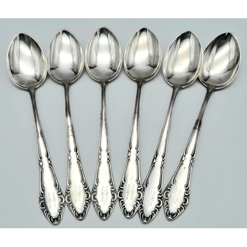 609 - 6x hallmarked 800 Silver Waffen SS Spoons.