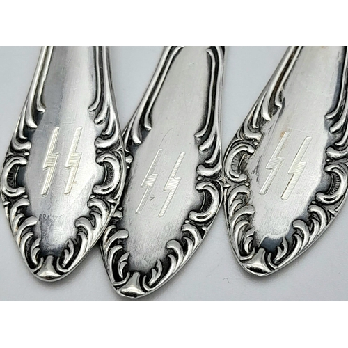 609 - 6x hallmarked 800 Silver Waffen SS Spoons.