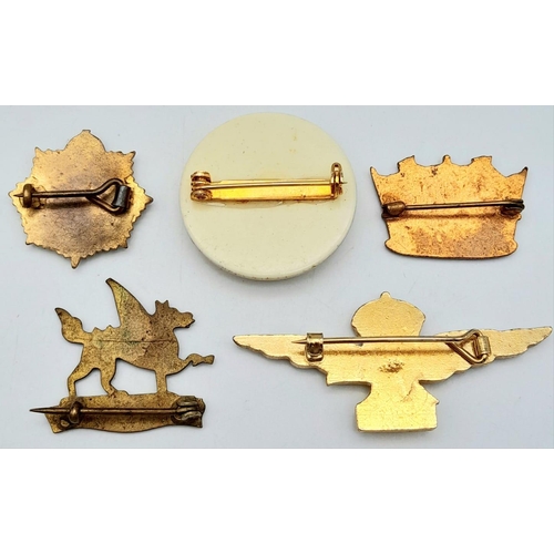 813 - 5 x WW2 Sweethearts Brooches. Army x 2 Navy, Air force and Marines.