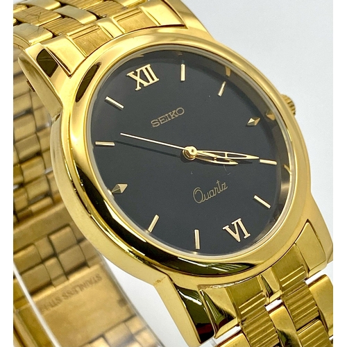 1269 - A Gold Plated Seiko Quartz Gents Watch. Gold plated bracelet and case - 36mm. In good condition and ... 