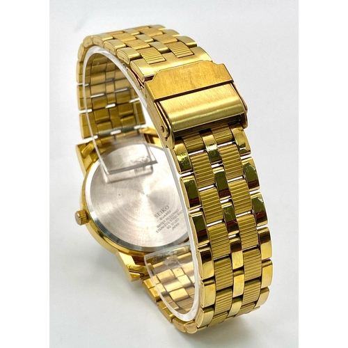 1269 - A Gold Plated Seiko Quartz Gents Watch. Gold plated bracelet and case - 36mm. In good condition and ... 