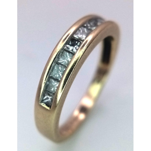 148 - A Vintage 9K Yellow Gold Diamond Half Eternity Ring. 0.50ctw of diamonds. Size N. 2.85g weight.