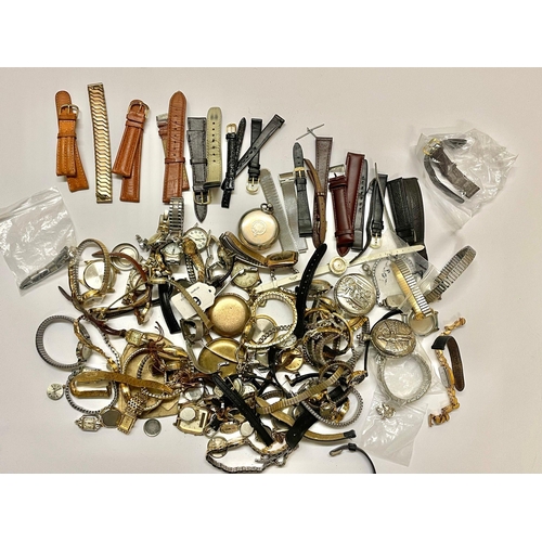 1100 - Assorted watches & silver fusee pocket watch etc .