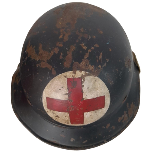 119 - WW2 German Air Raid Warden and Medics Helmet from Bremen Motor Werks (BMW) Factory.