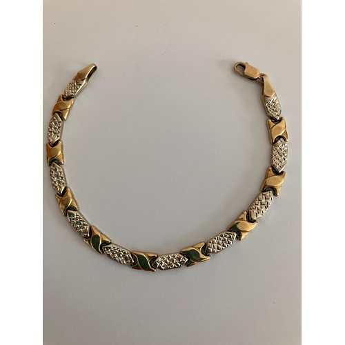 20 - Fabulous 9 carat YELLOW and WHITE GOLD BRACELET. 18.5 cm. 5.5 grams.