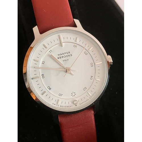 250 - Ladies Mid-Size Quartz Wristwatch by HARPER and BROOKS of OSLO NORWAY. Finished in stainless steel w... 