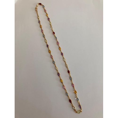 27 - Stunning 18 carat GOLD NECKLACE multi-set with precious stones to include Orange Sapphire, Pink Sapp... 