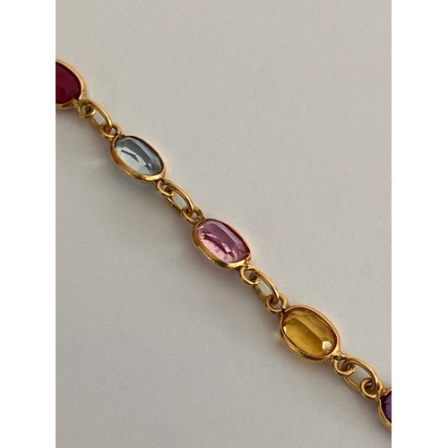 27 - Stunning 18 carat GOLD NECKLACE multi-set with precious stones to include Orange Sapphire, Pink Sapp... 