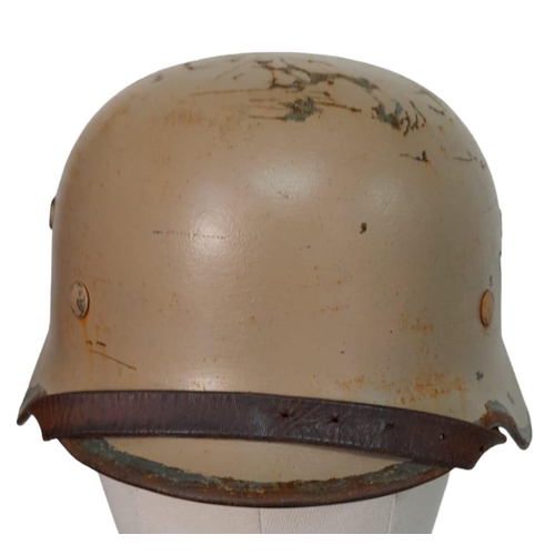 70 - 3rd Reich Africa Corps Double Decal M35 Helmet. Stamped SE-64 (Sachwiwchw Emailler-und Stanzewerke. ... 