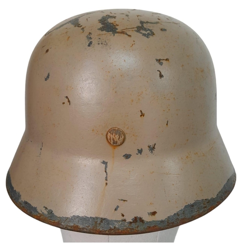 70 - 3rd Reich Africa Corps Double Decal M35 Helmet. Stamped SE-64 (Sachwiwchw Emailler-und Stanzewerke. ... 