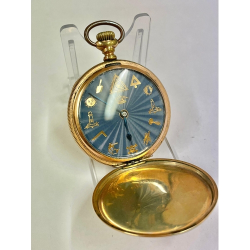 744 - Vintage Masonic full hunter pocket watch ( working )