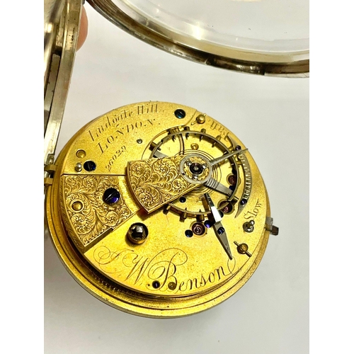 772 - Antique silver JW Benson pocket watch AF