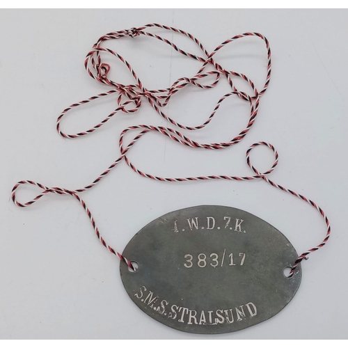 924 - WW1 Kaiserliche Marine (Imperial Navy) Dog Tag to a sailor on the S.M.S Stralsund, a Magdeburg-class... 