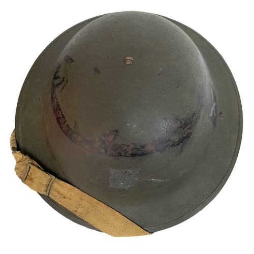 364 - WW2 1943 Dated British Mk II Helmet, with insignia of the Gurkha Brigade. The makers stamp RO & CO c... 