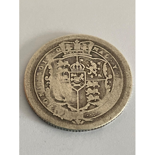 384 - 1817 GEORGE III SILVER SHILLING. Shield Worn condition although bull head side fair 
 with wording a... 