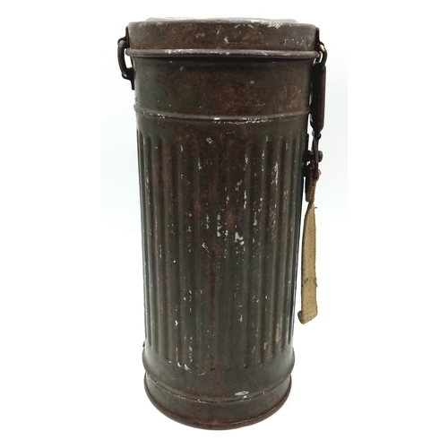 602 - WW2 German Medics Gas Mask Canister with the soldier’s name on the bottom. Medics would often use ad... 