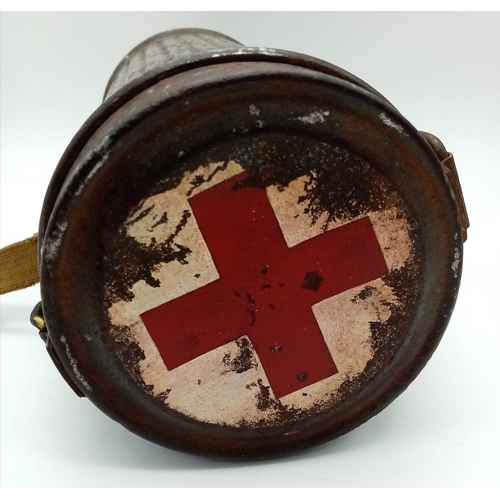 602 - WW2 German Medics Gas Mask Canister with the soldier’s name on the bottom. Medics would often use ad... 