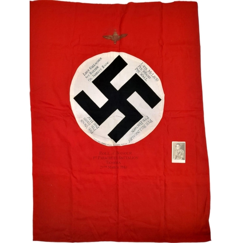 71 - WW2 German Flag, captured in Tunisia by a British soldier in the 1 st Battalion of the Parachute Reg... 