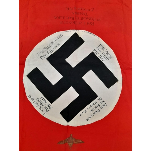 71 - WW2 German Flag, captured in Tunisia by a British soldier in the 1 st Battalion of the Parachute Reg... 