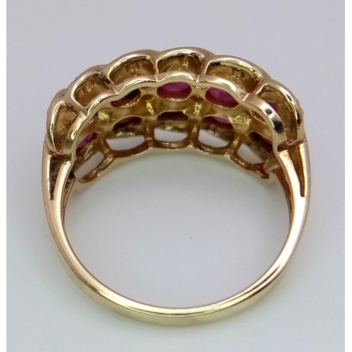 144 - A 9K YELLOW GOLD DIAMOND & RUBY FANCY RING 4.5G SIZE P

SC 4035