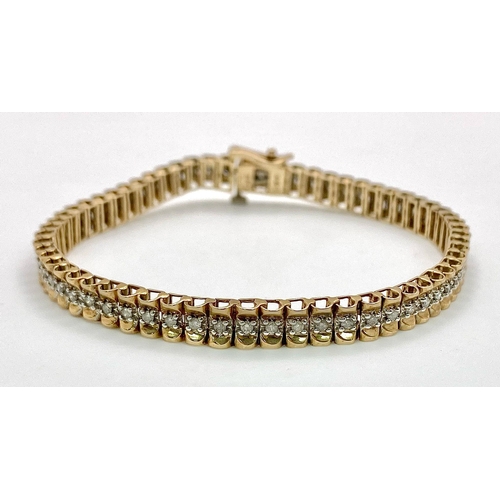 54 - A 9K YELLOW GOLD DIAMOND SET LINK BRACELET 11.7G 1CT , 18.7cm length

SC 4028