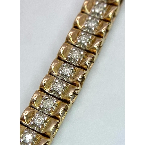 54 - A 9K YELLOW GOLD DIAMOND SET LINK BRACELET 11.7G 1CT , 18.7cm length

SC 4028