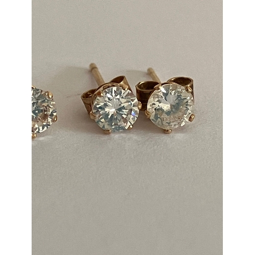 657 - 2 x pairs 9 carat GOLD gem set EARRINGS. Double and single mounted gemstones , Complete with gold ba... 