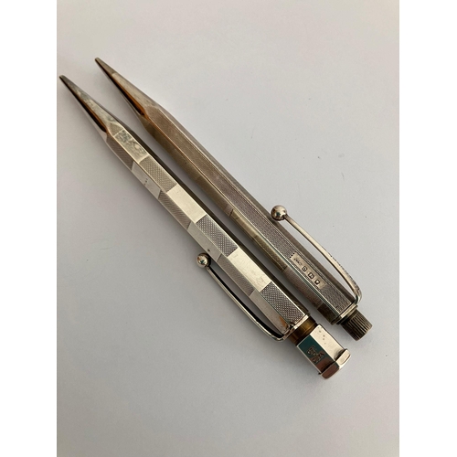 692 - 2 x Vintage SILVER PROPELLING PENCILS. To include a Hallmarked Johnson Matthey 1939. Together with a... 