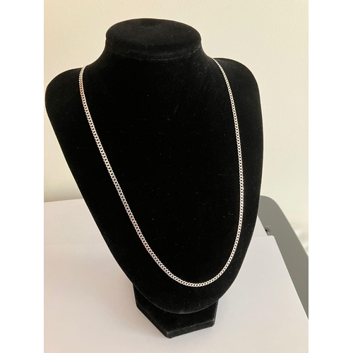 706 - ITALIAN SILVER SLIM CURB CHAIN NECKLACE. Long length at 55 cm.