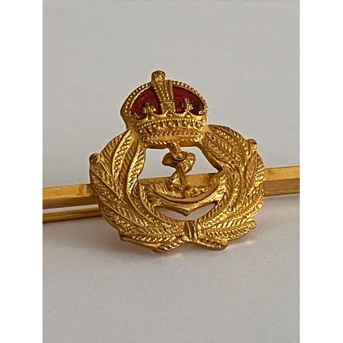 713 - Rare World War I ROYAL NAVY SWEETHEART BROOCH. Gold Plated with red enamel detail. Excellent conditi... 