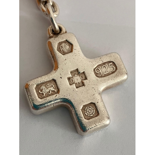 720 - Vintage SOLID SILVER CROSS Millennium Keyring. Fully hallmarked and Complete with  Silver chain and ... 