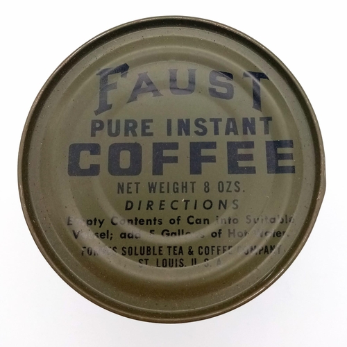 794 - WW2 Tin of US Faust Instant Coffee. Dated 1944 (D-Day)