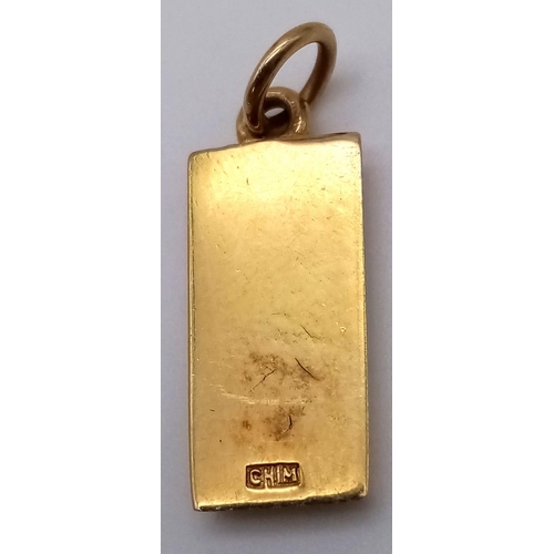 165 - A 9K YELLOW GOLD INGOT PENDANT 3.4G , 2mm x 9mm

SC 4019