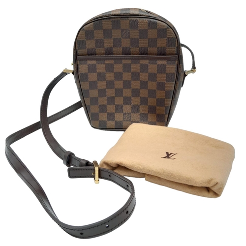 191 - A Louis Vuitton Damier Ebene 'Ipanema' Crossbody Bag. Leather exterior with gold-toned hardware, ope... 