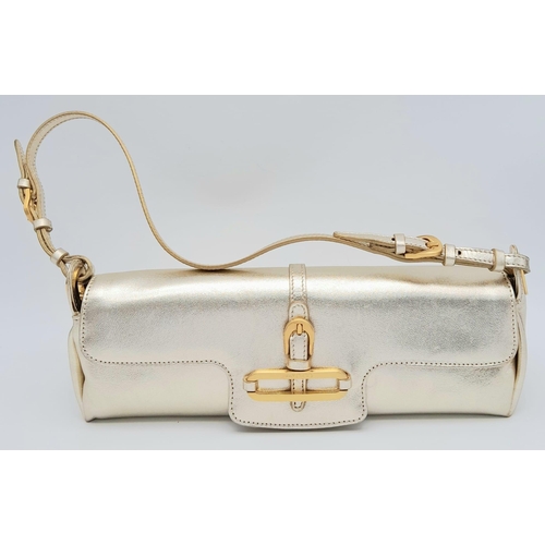 346 - A Jimmy Choo Metallic Gold 'Cosmo' Shoulder Bag. Leather exterior with gold-toned hardware, thin adj... 