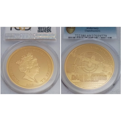 389 - A Limited Edition Dam Busters 1oz Fine Gold (.999) Proof Coin. This 2018 (One Hundred Pound) Gold Co... 