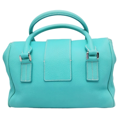 43 - A Tiffany & Co. 'Manhattan' Satchel Handbag. The iconic 'Tiffany blue' leather exterior with silver-... 