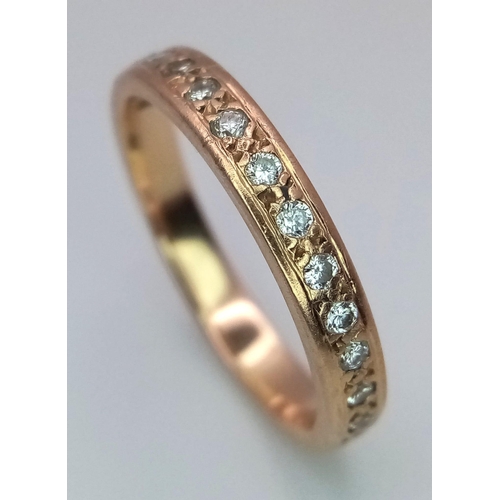 432 - 18K ROSE GOLD DIAMOND SET FULL ETERNITY RING, WITH APPROX 0.30CT DIAMONDS, WEIGHT 3.1G, SIZE M 1/2, ... 