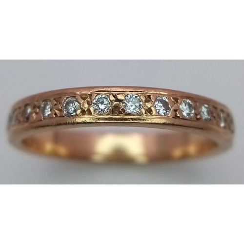 432 - 18K ROSE GOLD DIAMOND SET FULL ETERNITY RING, WITH APPROX 0.30CT DIAMONDS, WEIGHT 3.1G, SIZE M 1/2, ... 