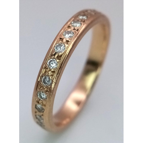 432 - 18K ROSE GOLD DIAMOND SET FULL ETERNITY RING, WITH APPROX 0.30CT DIAMONDS, WEIGHT 3.1G, SIZE M 1/2, ... 