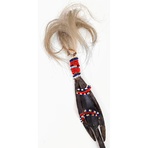 488 - An Antique 19th Century Zulu Assegai/Throwing Spear with Real Hair Beaded Point Cover. Possibly a Se... 