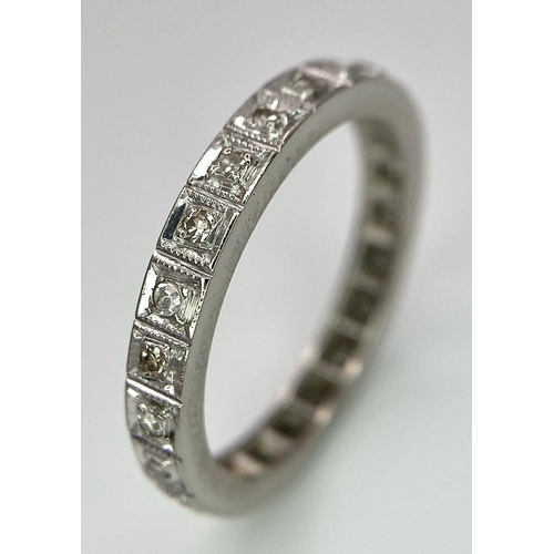 538 - A VINTAGE 18K WHITE GOLD DIAMOND FULL ETERNITY RING, WEIGHT 2.9G SIZE L