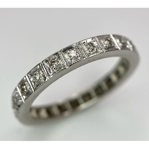 538 - A VINTAGE 18K WHITE GOLD DIAMOND FULL ETERNITY RING, WEIGHT 2.9G SIZE L