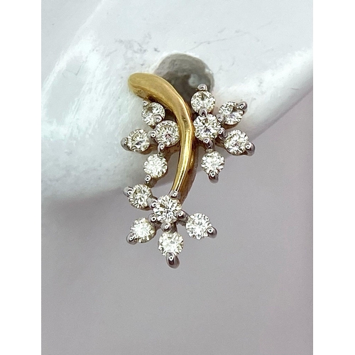 116 - A GORGEOUS PAIR OF 18K YELLOW GOLD DIAMOND SET FLORAL STUD EARRINGS, APPROX 0.35CT DIAMONDS, WEIGHT ... 