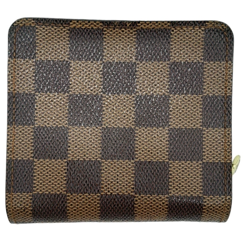 281 - A Louis Vuitton Damier Ebene Canvas Compact Zippy Wallet. Leather Coated Canvas Exterior, Gold Hardw... 