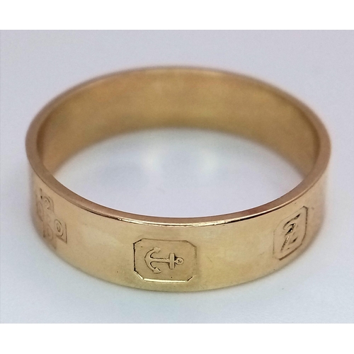 362 - A 9K GOLD BAND RING  .  4gms   size X